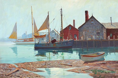 Appraisal: HUGHES William American th C Gloucester Harbor Oil C ''