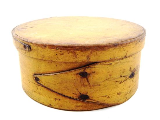 Appraisal: Early th C round wooden pantry box base with one