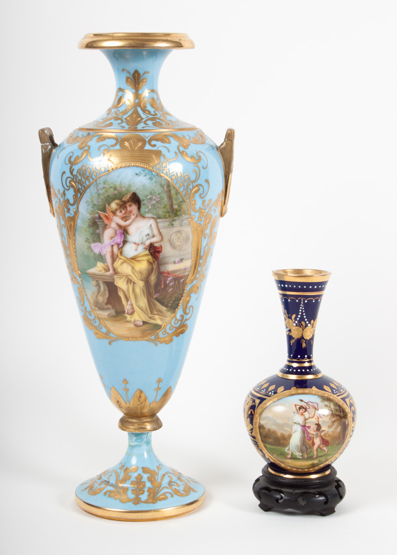 Appraisal: Two Vienna porcelain vases early th century large vase with