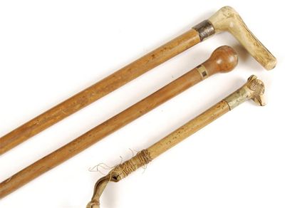 Appraisal: A malacca cane with an antler handle reduced in cm