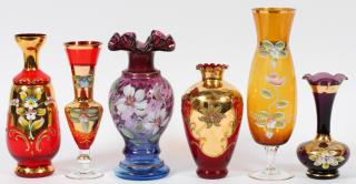 Appraisal: BOHEMIAN AND FENTON MULTI-COLORED GLASS VASES PIECES H - Includes