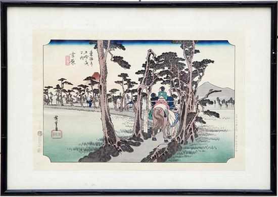 Appraisal: Ando Hiroshige Japanese - YOSHIWARA and KYOKA from the TOKAIDO