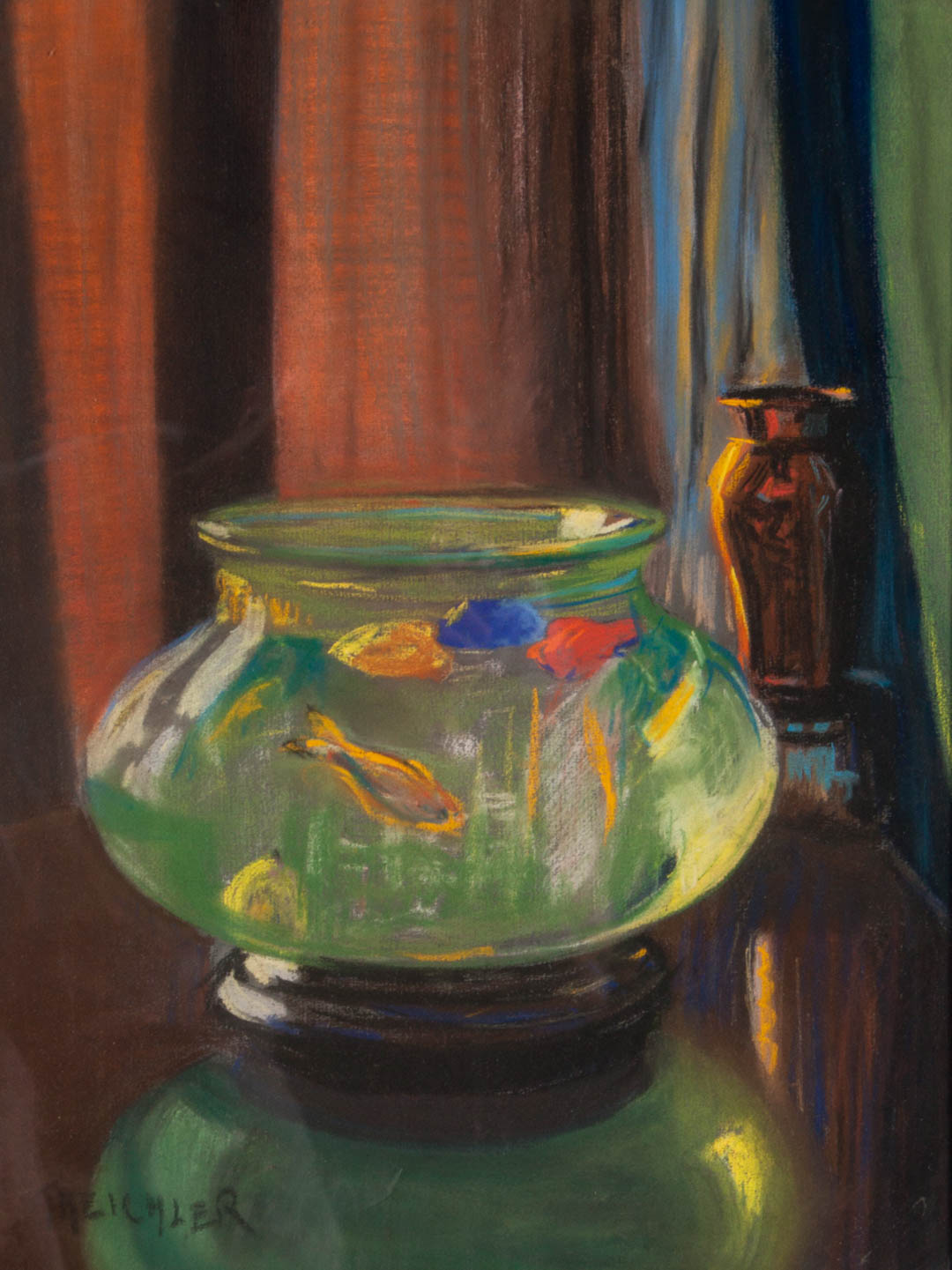 Appraisal: Albert Julius Treichler Fishbowl pastel Swiss American - pastel on