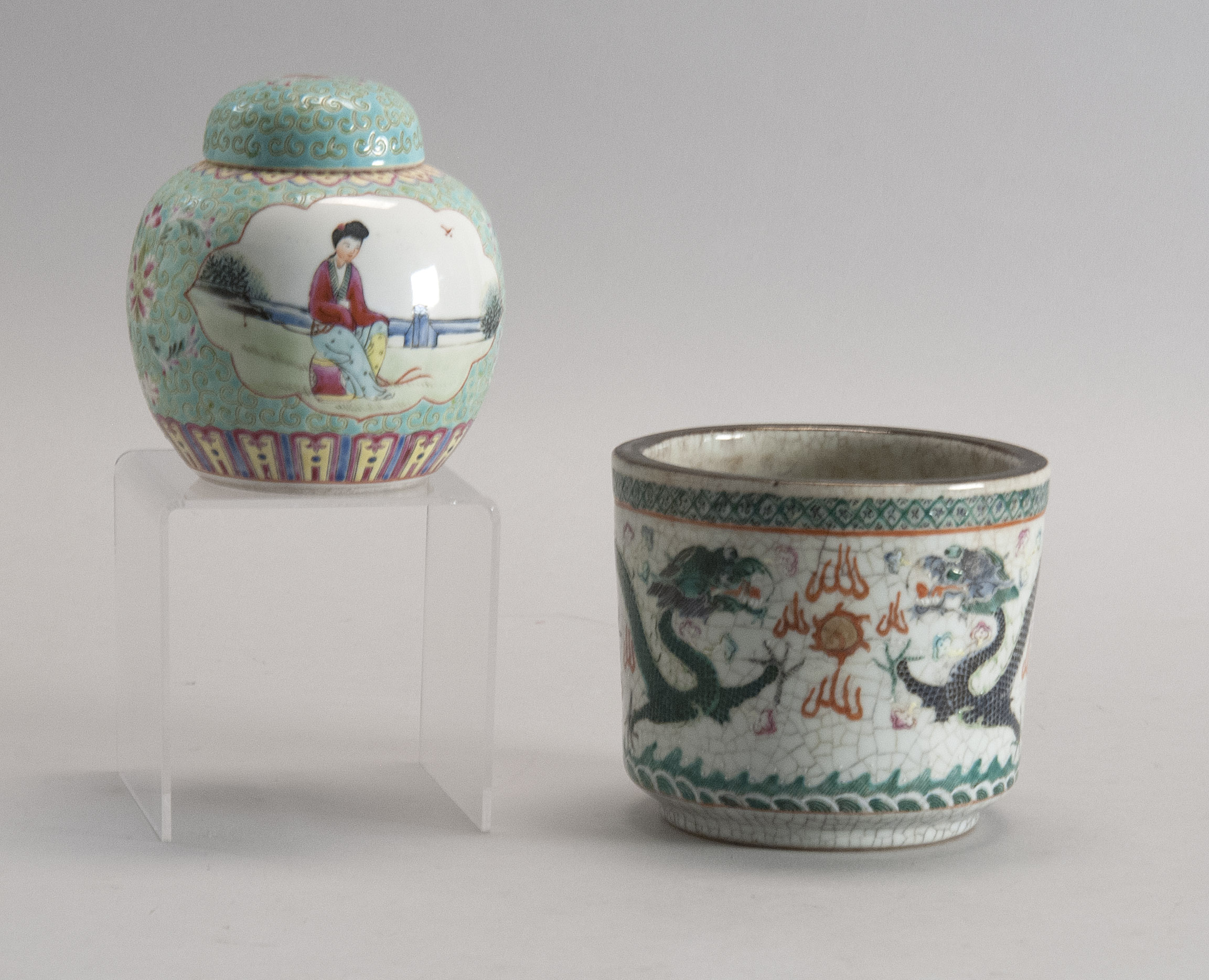 Appraisal: TWO CHINESE PORCELAIN ITEMS Early th CenturyA covered jar with