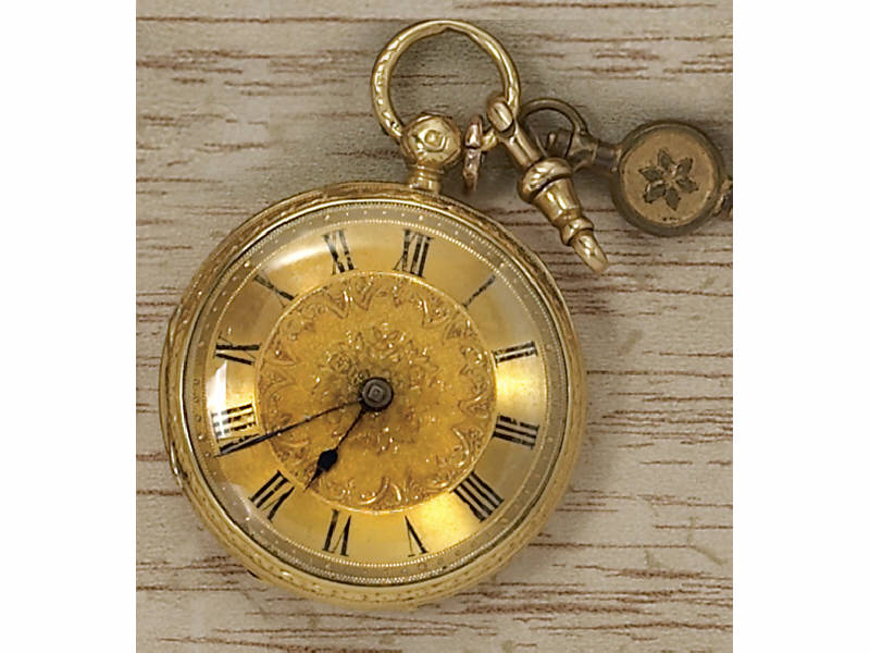 Appraisal: GOLD POCKET WATCH k yellow gold key wind made in