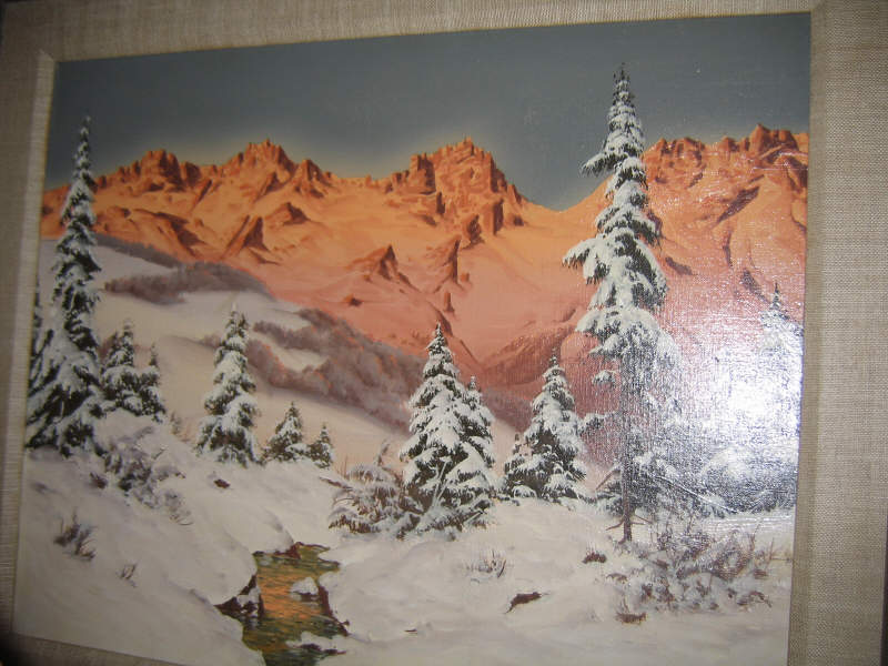 Appraisal: AMERICAN SCHOOL TH CENTURY Snowy mountain landscape oil on canvas