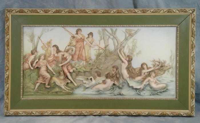 Appraisal: Bisque porcelain relief plaque by Karl Ens Volkstadt depicting a