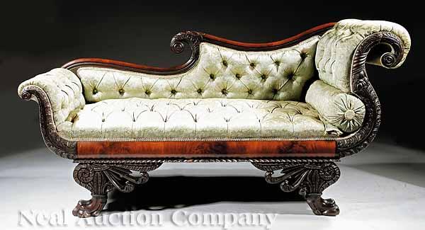 Appraisal: A Fine American Classical Carved Mahogany Grecian Sofa c attributed