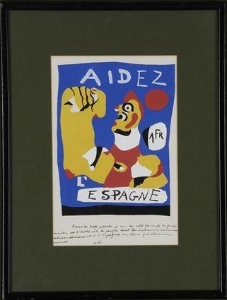 Appraisal: After Joan Miro - Aidez Espagne Color print matted and