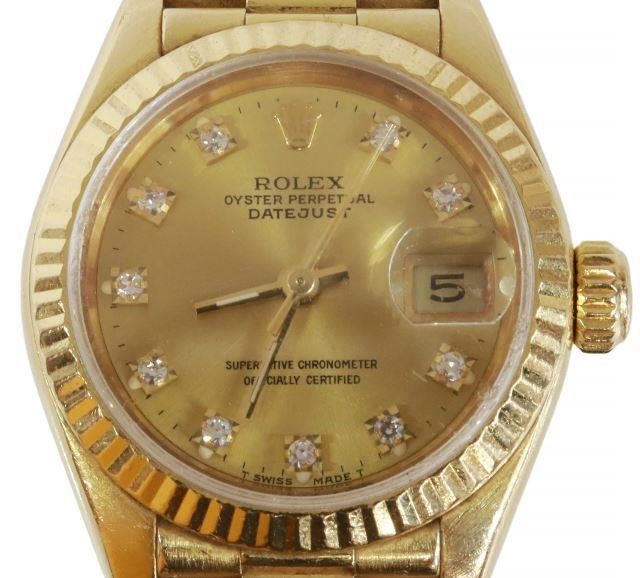 Appraisal: Lady's Rolex Oyster Perpetual DateJust wristwatch with gold bezel diamond