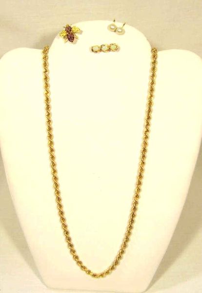 Appraisal: Misc pc Jewelry Lot Includes Ladies gold filled chain long