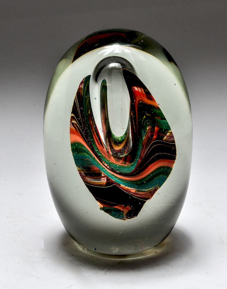 Appraisal: Art Glass Paperweight Marked Jerusalem Art glass paperweight with orange