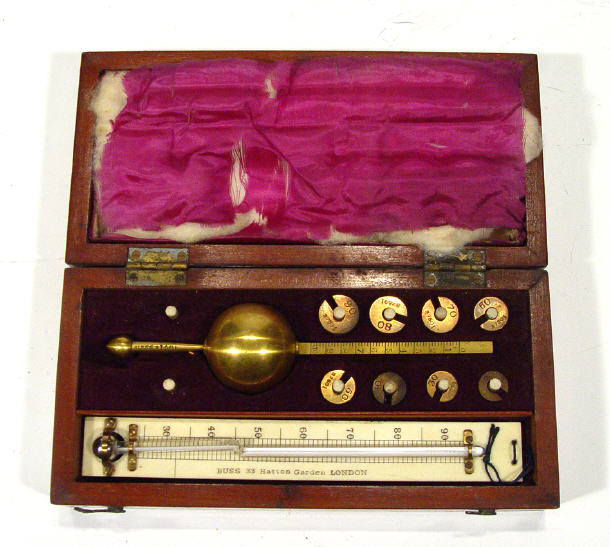 Appraisal: th Century ivory and brass Sikes Hydrometer in a fitted