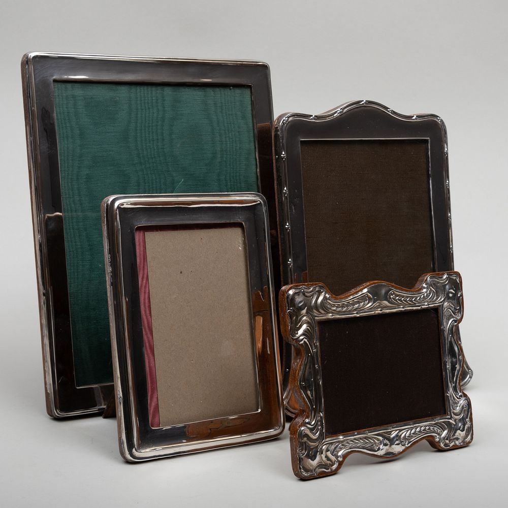 Appraisal: Group of Four English Silver Frames Comprising A large frame