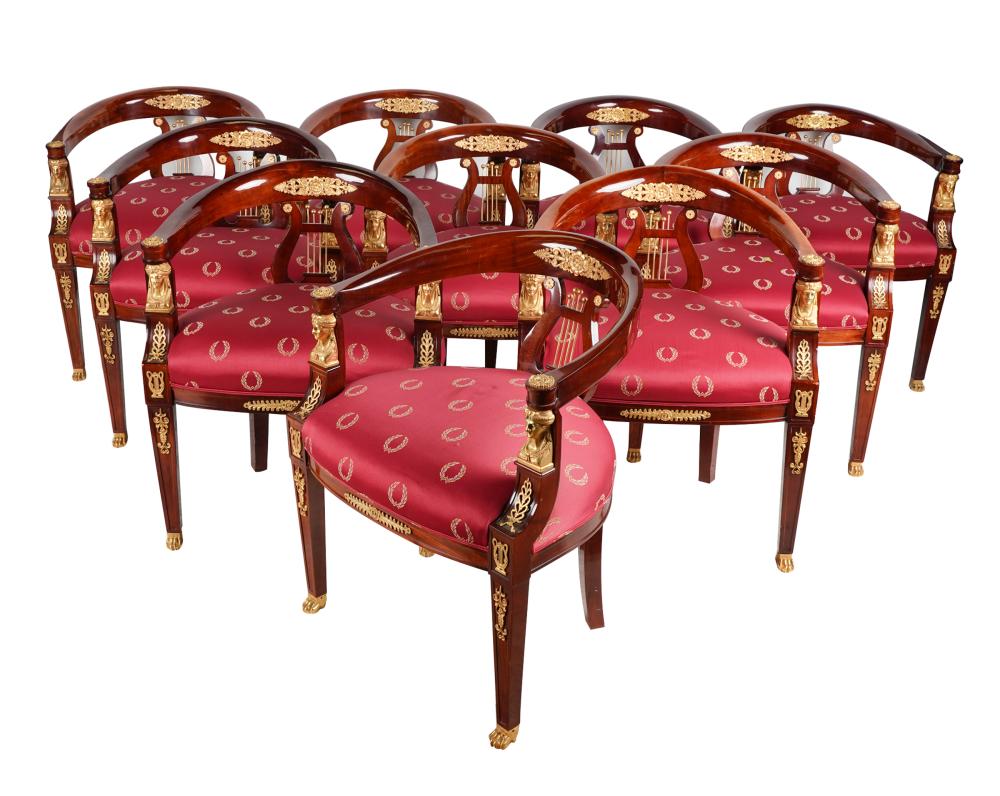 Appraisal: SET OF TEN EMPIRE-STYLE CHAIRScontemporary unsigned with gilt metal mounts