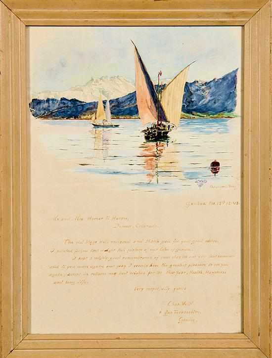 Appraisal: Charles Welti Switzerland early th century SAILBOATS ON LAKE GENEVA