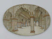 Appraisal: An oval plaque showing the interior of a palace probably