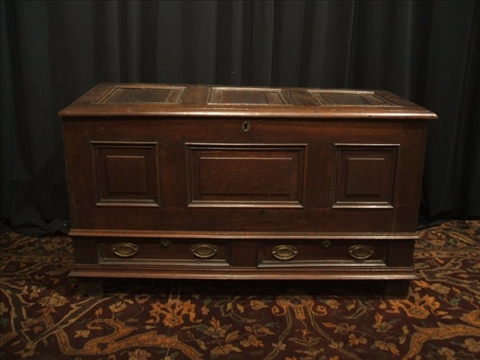 Appraisal: ENGLISH OAK BLANKET CHEST th century The molded paneled hinged