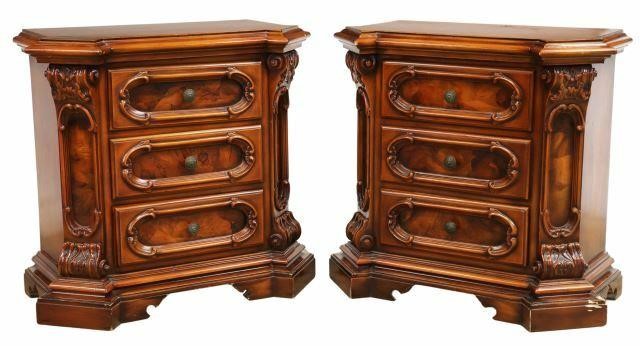 Appraisal: pair Italian Baroque style nightstands late th c projected canted