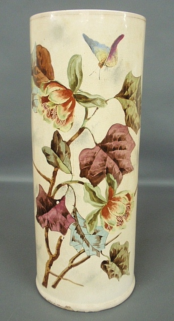 Appraisal: - Victorian ceramic umbrella stand with floral and butterfly decoration