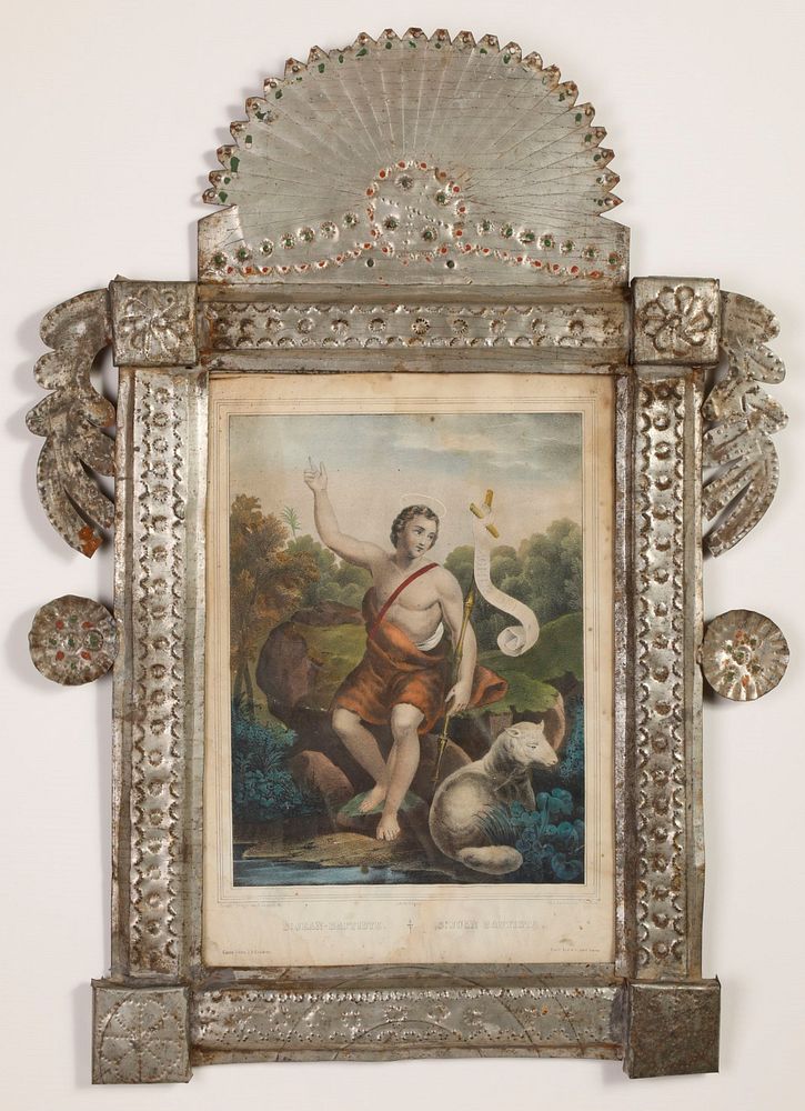 Appraisal: Tin Frame with Devotional Print ca Attributed to Santa Fe