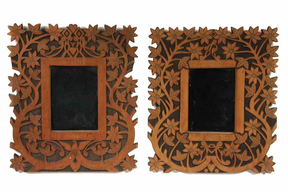 Appraisal: FOLK ART FRAMES - Pair of Folk Art Pine Frames