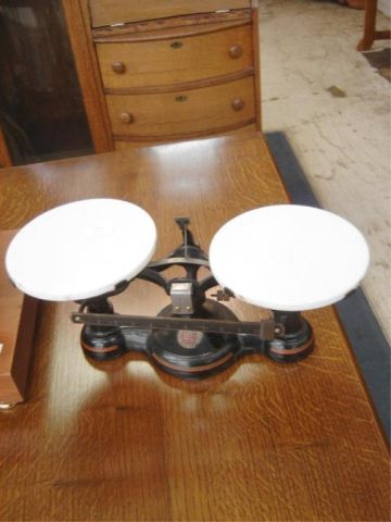 Appraisal: BALANCE SCALE W MARBLE TOP