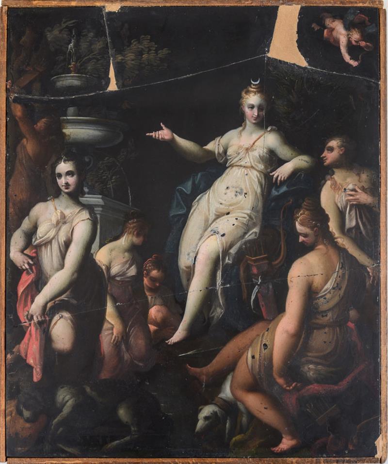 Appraisal: SANTE CREARA c - AFTER DIANA WITH HER ATTENDANTS Oil