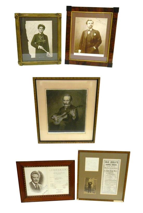 Appraisal: Five pieces of mostly autographed musical memorabilia c autographed photograph