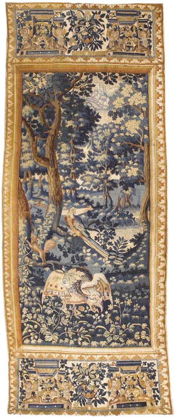 Appraisal: NARROW VERDURE TAPESTRY AU PERROQUET late Gothic Flemish probably Oudenaarde