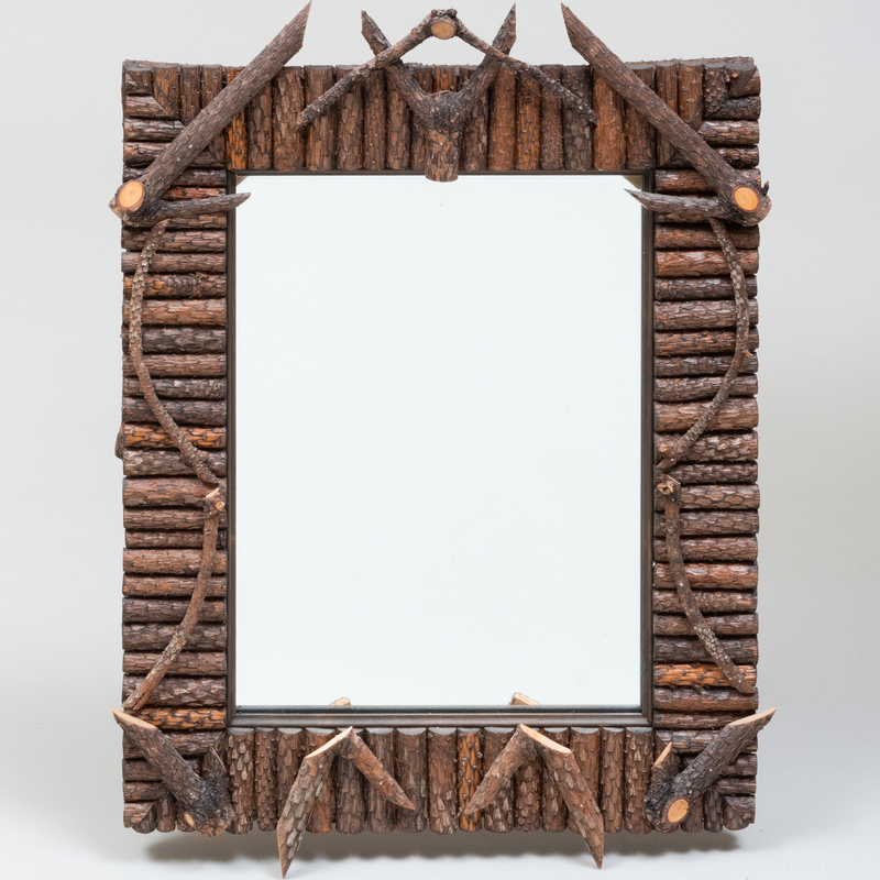 Appraisal: SMALL RUSTIC WOOD TWIG MIRROR x in Condition In generally