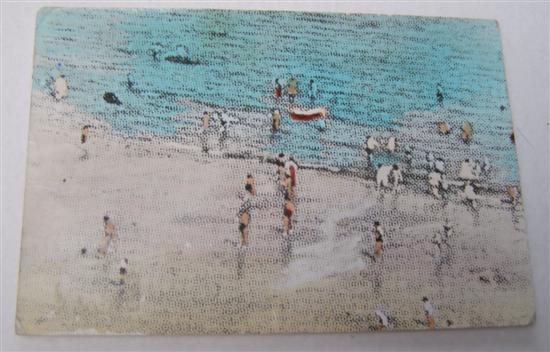 Appraisal: Richard Hamilton Whitley Bay tinted postcard addressed to Francis Bacon