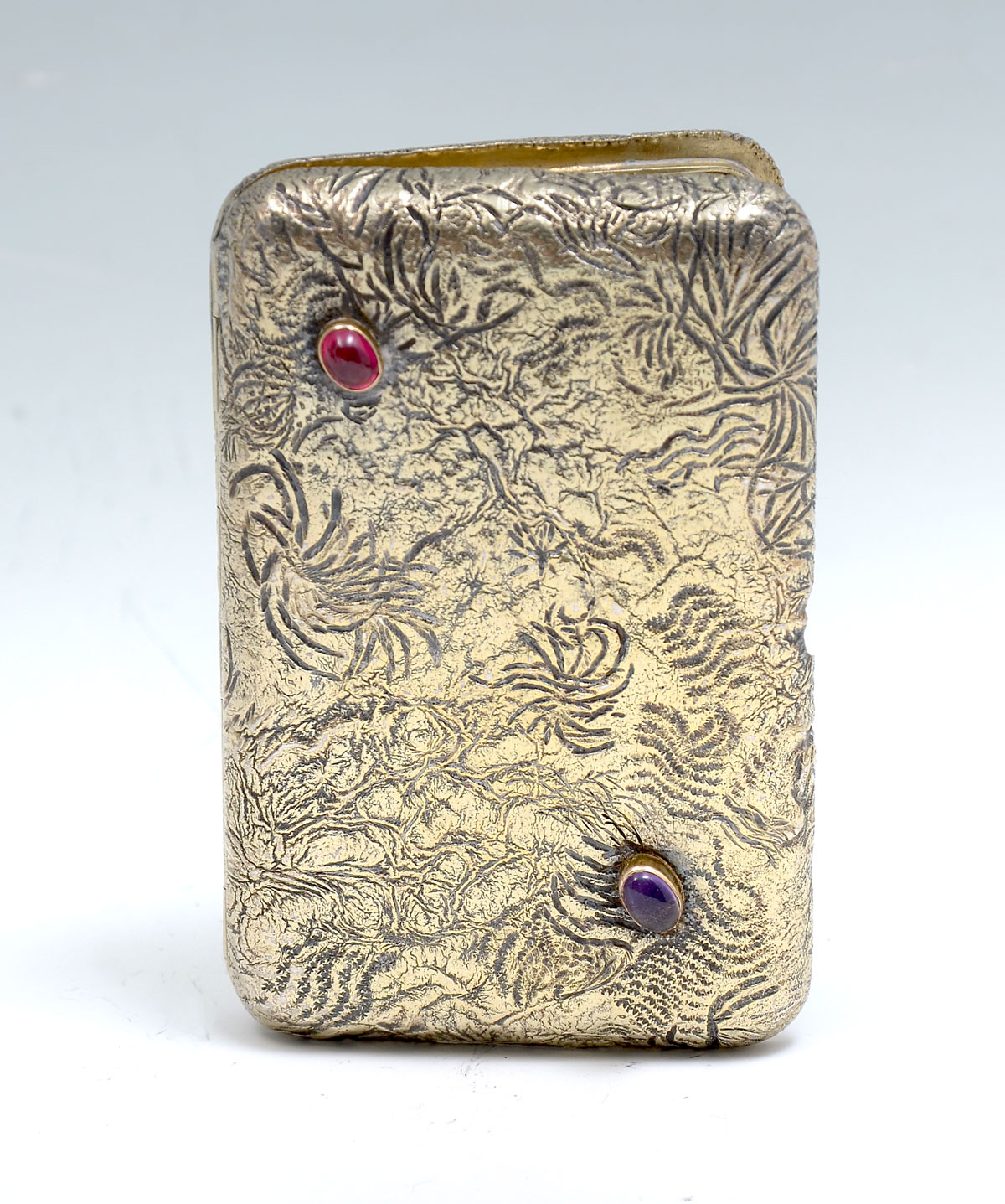 Appraisal: ALEXSEJEV RUSSIAN SAMORODOK SILVER GOLD CIGARETTE CASE Beautifully designed Samorodok