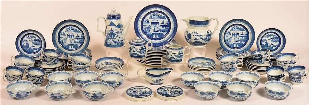 Appraisal: Reproduction Canton Dinner Service Reproduction Canton Blue and White Porcelain