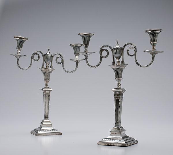 Appraisal: PAIR OF GEORGE III SILVER TABLE CANDLESTICKS late th century