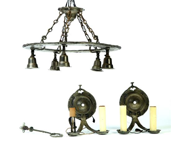 Appraisal: ARTS CRAFTS CHANDELIER WITH MATCHING SCONCES American nd quarter- th