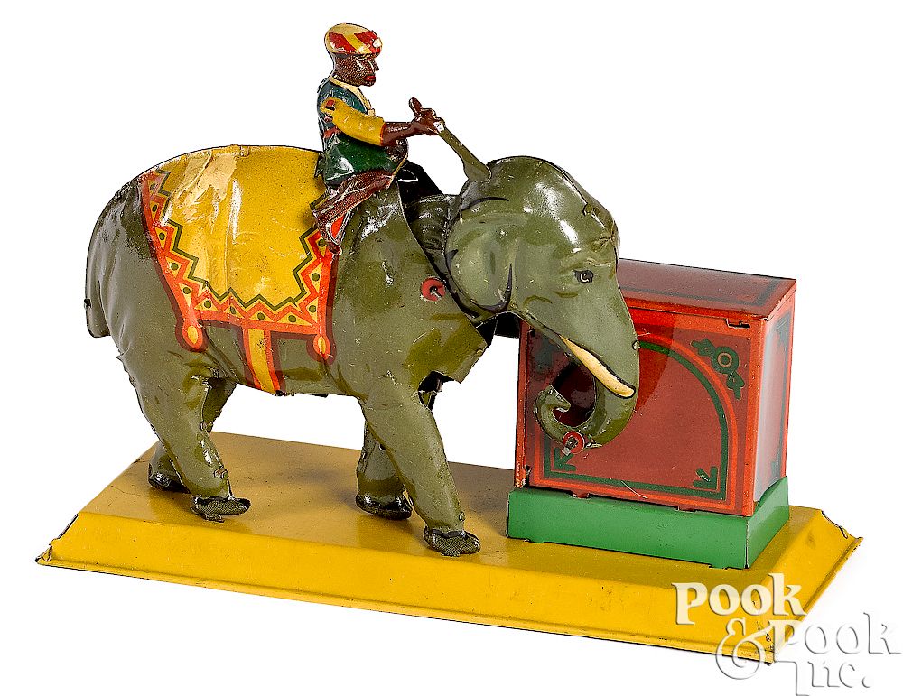 Appraisal: Eberl Indian elephant steam toy accessory Eberl painted and lithographed