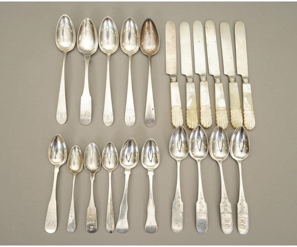 Appraisal: Five coin silver spoons by C Boehme Baltimore together with