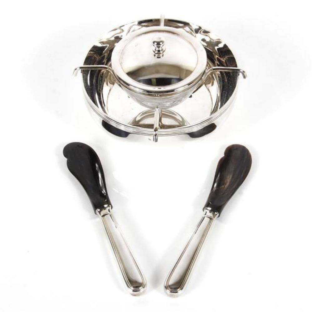 Appraisal: CHRISTOFLE PARIS ALBI PC SILVER PLATED CAVIAR SET WITH CRYSTAL