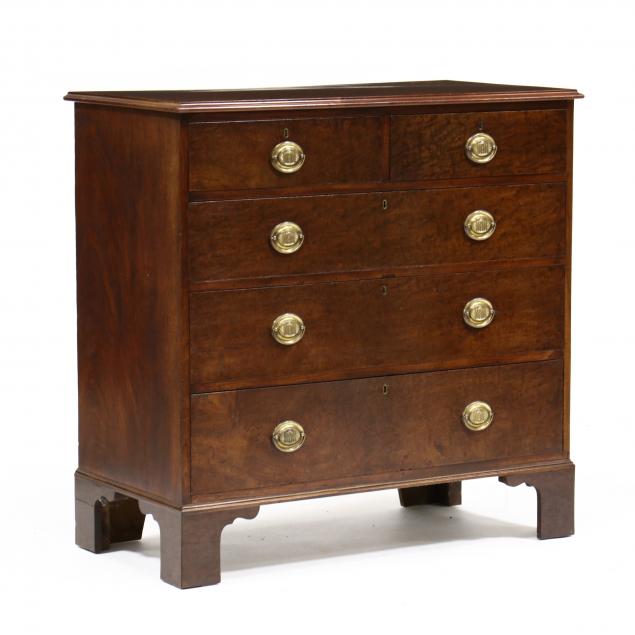 Appraisal: GEORGE III PLUM PUDDING MAHOGANY CHEST OF DRAWERS Circa mahogany