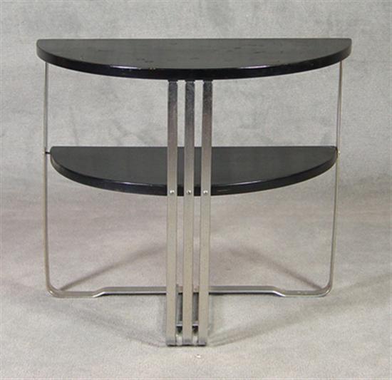 Appraisal: Two Tier Art Deco Half Moon Table Chrome plated metal