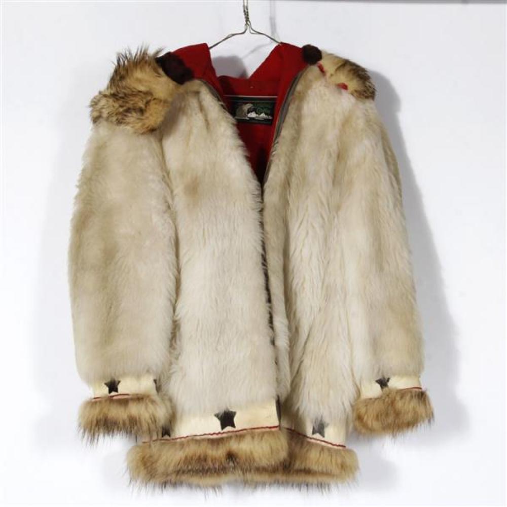 Appraisal: VINTAGE ESKIMO FUR PARKA WITH STAR BORDER TRIM BY DAVID