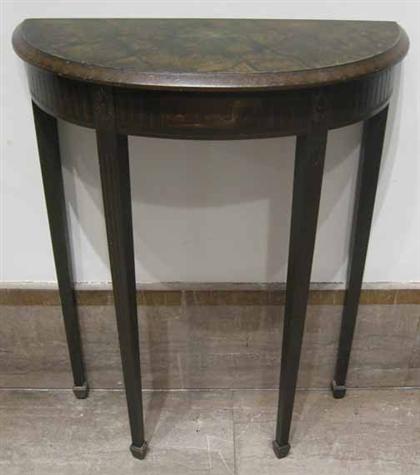 Appraisal: Demilune faux finish side table th century H in W