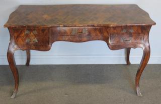 Appraisal: Antique Louis XV Style Parquetry Inlaid Desk Nice desk with