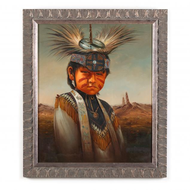 Appraisal: ATTRIBUTED KENNETH SU AMERICAN - A YOUNG INDIAN CHIEF Oil