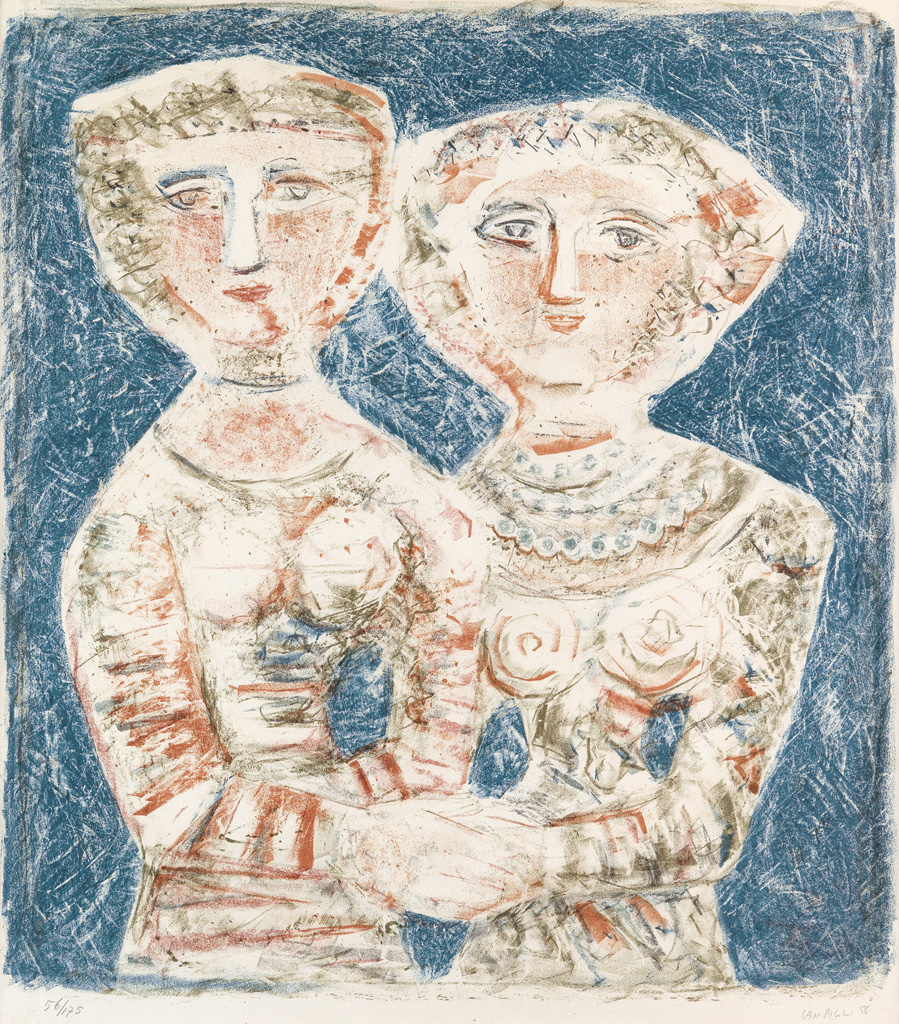 Appraisal: MASSIMO CAMPIGLI Le Amiche Color lithograph x mm x inches