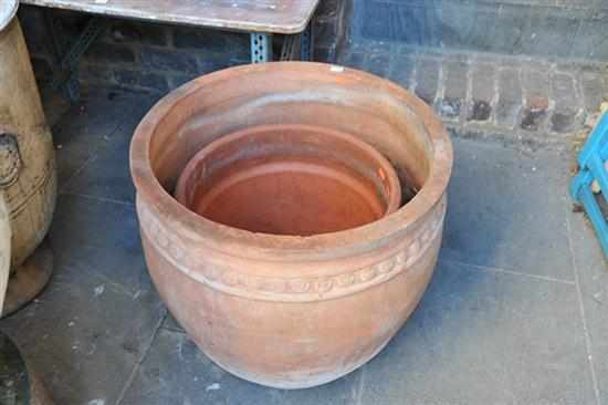 Appraisal: TWO LARGE TERRACOTTA PLANTER POTS