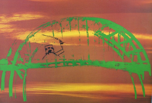 Appraisal: Sidney Nolan - Harbour Bridge Commemorative Gold photolithograph signed 'nolan'