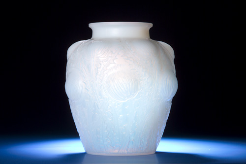 Appraisal: R LALIQUE Vase Domremy cased opalescent ca M p No