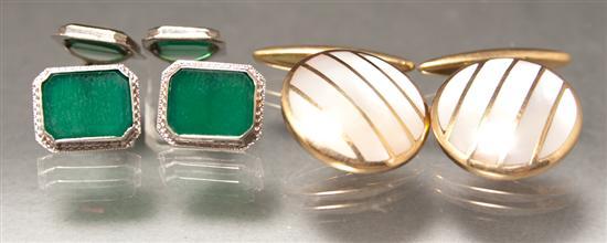 Appraisal: Pair of unmarked yellow gold and mother-of-pearl cuff links together